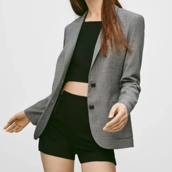 Aritzia Talula Gray wool blend preppy academia Blazer Jacket Women Size 2 - Picture 1 of 7